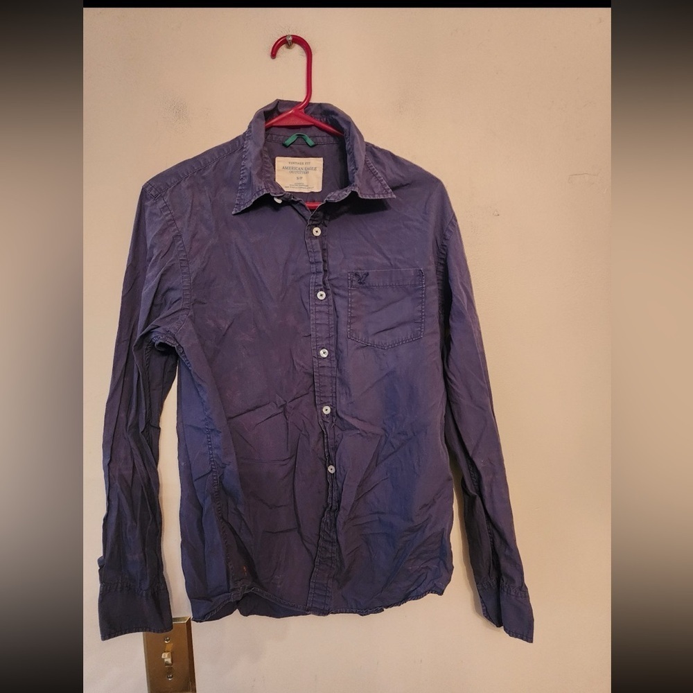 Y2k American eagle blue long sleeve button down shirt Size mens small